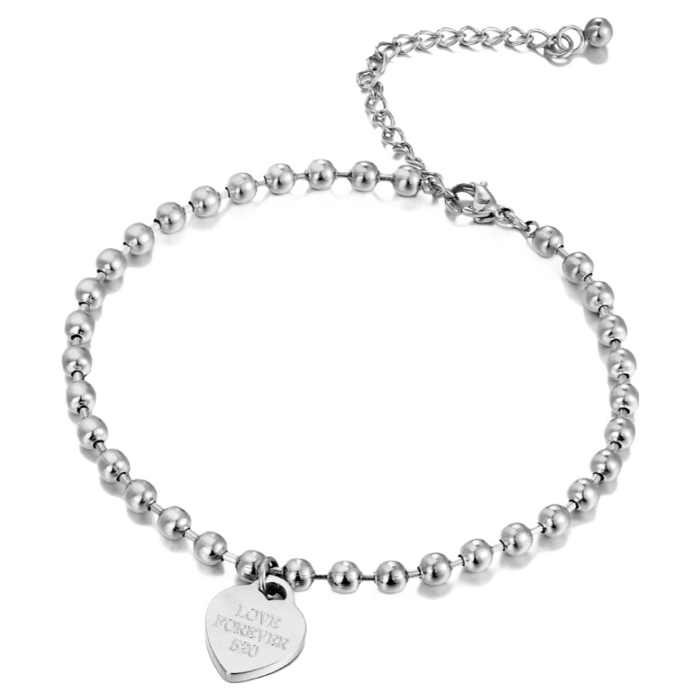 비아워게스트 여성용 하트 펜던트 볼 체인 스틸 발찌 10,900원