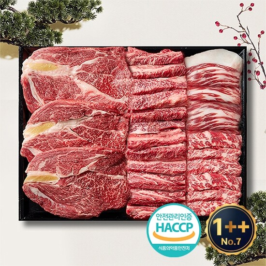 1++등급(7이상) 예담우 구이3호 1kg(등심/갈비/참갈비/차돌) 한우선물세트 145,400원
