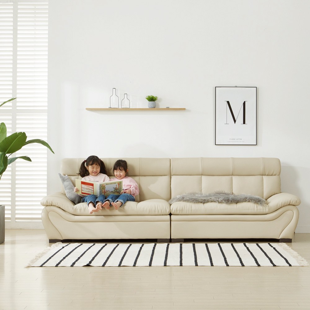 플로바움 프린스 4인용 쇼파 가죽 4인소파 방문설치소파, 아이보리(S2330) 593,480원