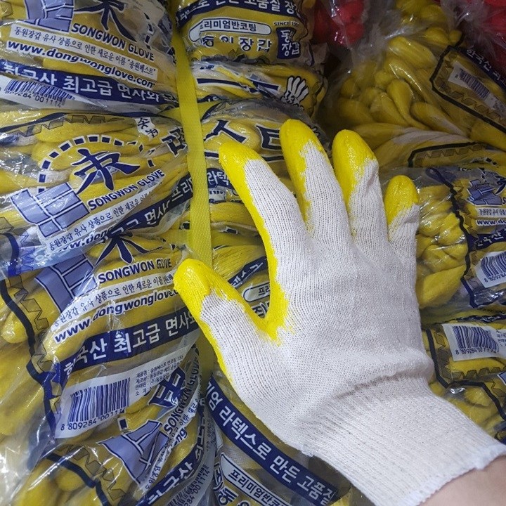 한길장갑 노란(황)반코팅장갑 백색반코팅장갑 13G 10켤레 3,000원