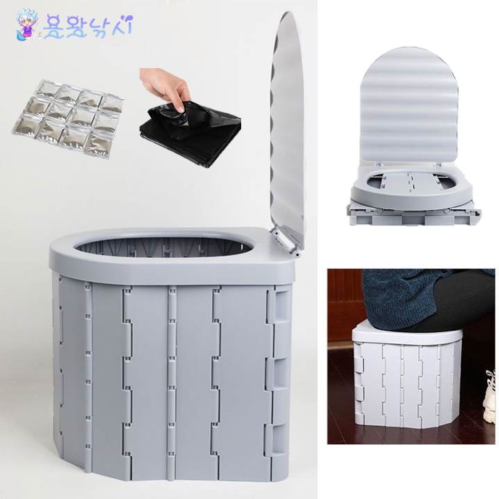 이동식변기 뚜껑있음 응고제 12매 비닐 12매 포함 간이화장실 캠핑용변기 휴대용변기 휴대용화장실 차박변기 24,800원