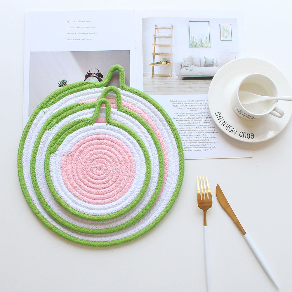 엘리펀트 방울 테두리 면실 손짜임 냄비 받침 다용도 받침 30cm 1개 24cm 1개 18cm 2ro 4종세트 19,900원