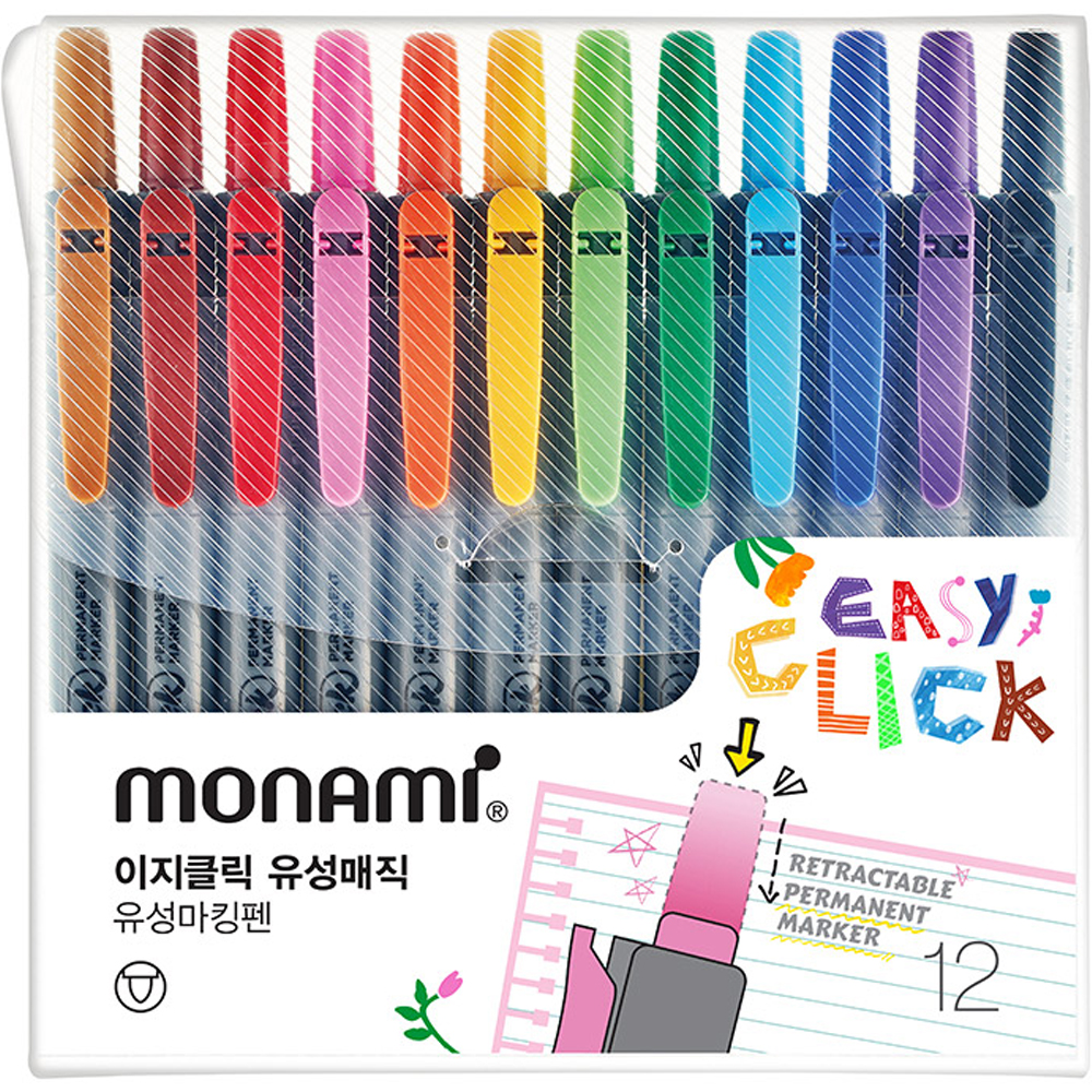 모나미 이지클릭 유성매직 12종 세트 9,630원