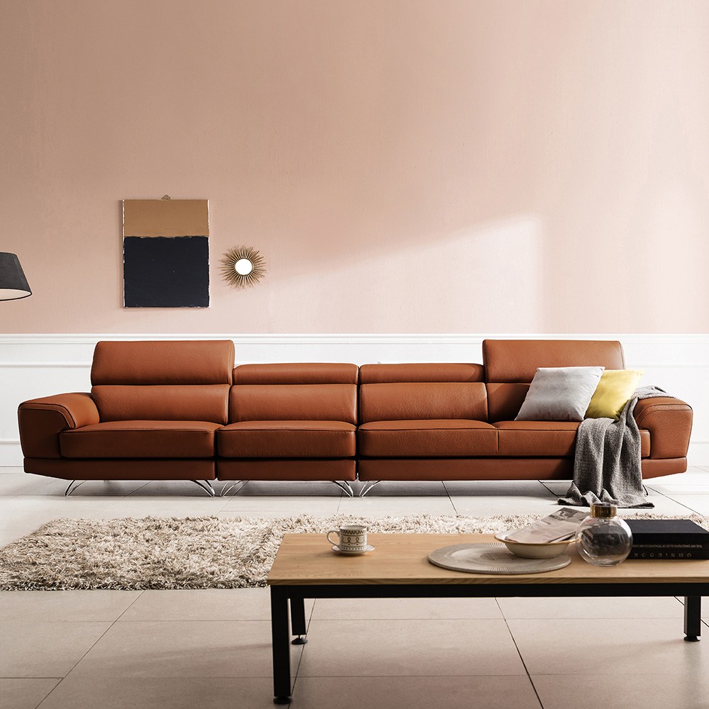 쉐우드가구 로랜 이태리 천연통가죽 기능성 소파 6인용 (일반형/카우치형) / 국내제조, 재즈브라운 / 일반형 3,099,000원