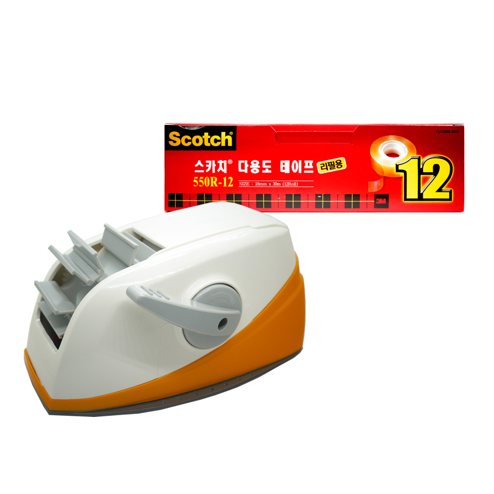 3M 스카치 원터치 디스펜서 오렌지 + 550R 리필 스카치 테이프 12mm x 30M 8개, 1세트 64,130원