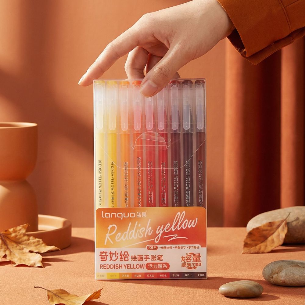 라운드월 컬러 젤펜 9색 세트 레디쉬 옐로우 다이어리 필기 드로잉 컬러펜 다꾸 문구 감성, 1개, 레디쉬옐로우 6,900원