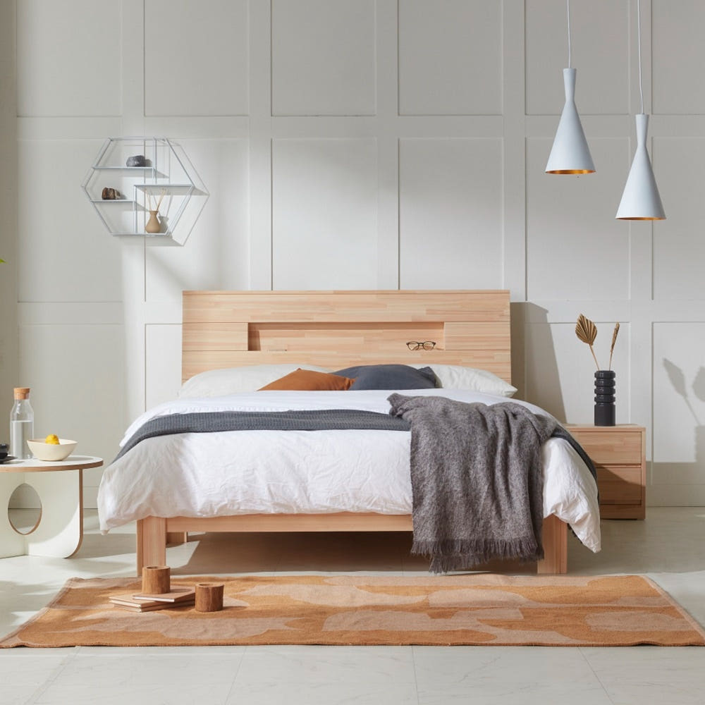 무절 휘스랑+타이탄 편백나무침대 통원목 평상형 침대프레임 매트리스, 베이지 1,336,000원