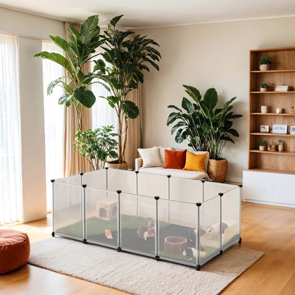 SONGMICS 반려동물 조립식 튼튼한 안전한 실내용 울타리 펜스, 1개, 투명 26,410원