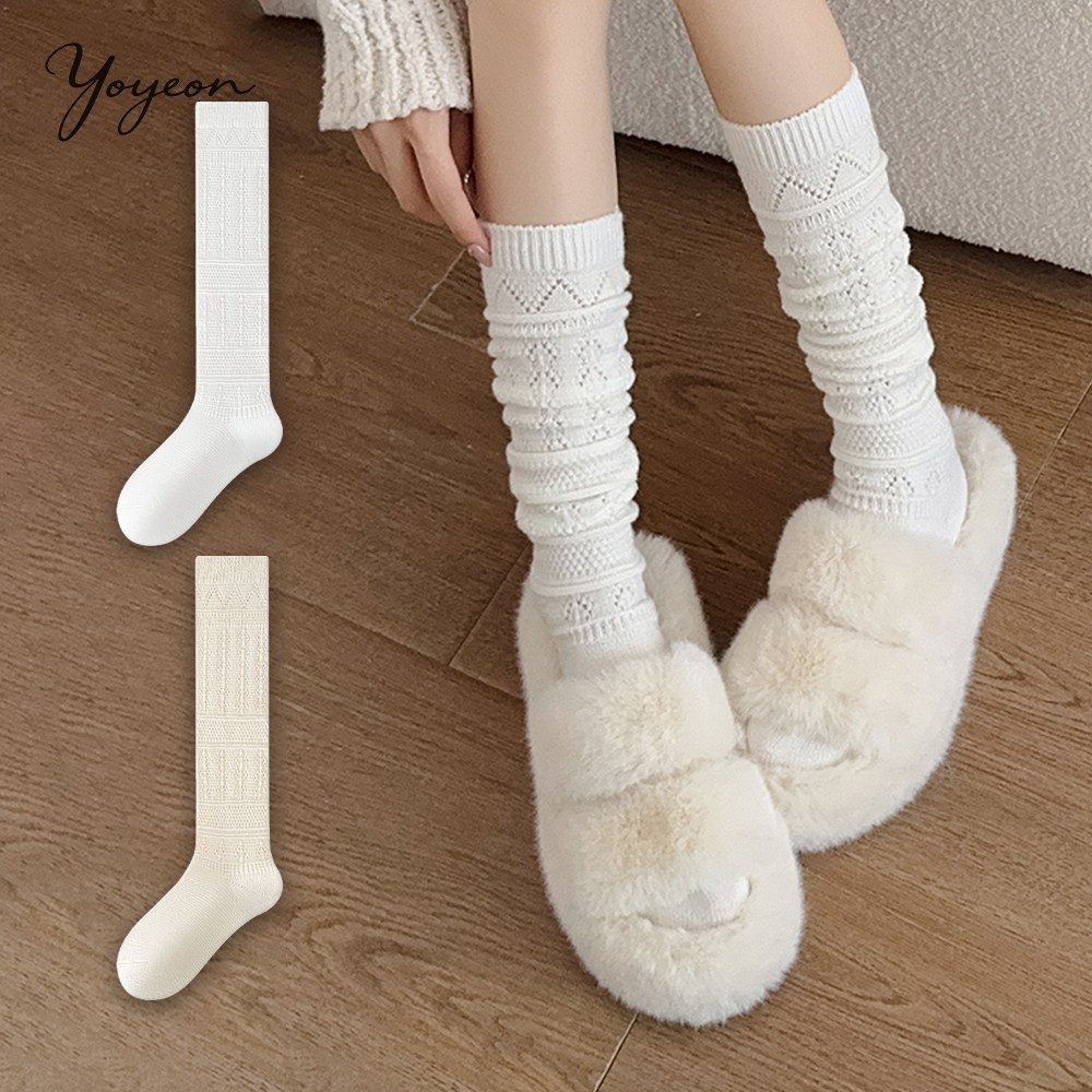 여성용 사계절 라인슬림 울니트 롱롱 니삭스 데일리 패션 장목양말 2P 9,700원