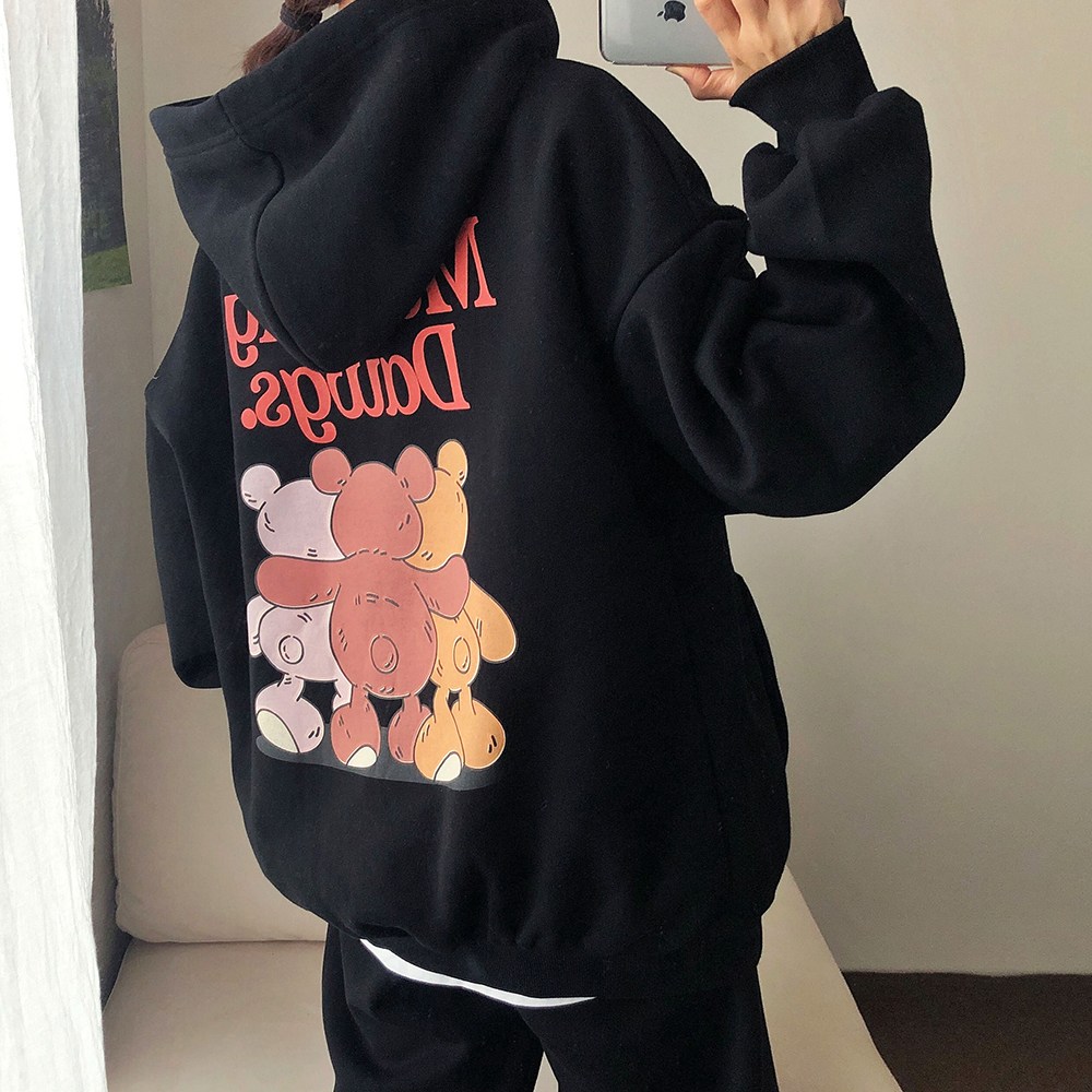 러브앤시티 *면/기모선택* 남녀공용 사계절 트리오베어 후드티셔츠 오버핏 빅사이즈, 현재가 34,910원