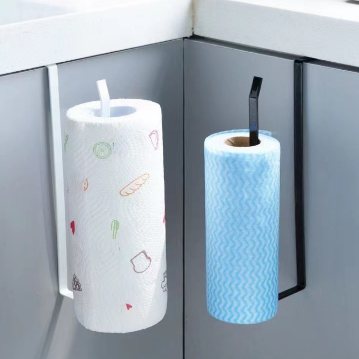 골든트리 이동식 키친타올 걸이 무타공 행주 거치대, 블랙, 2개, 현재가 8,800원