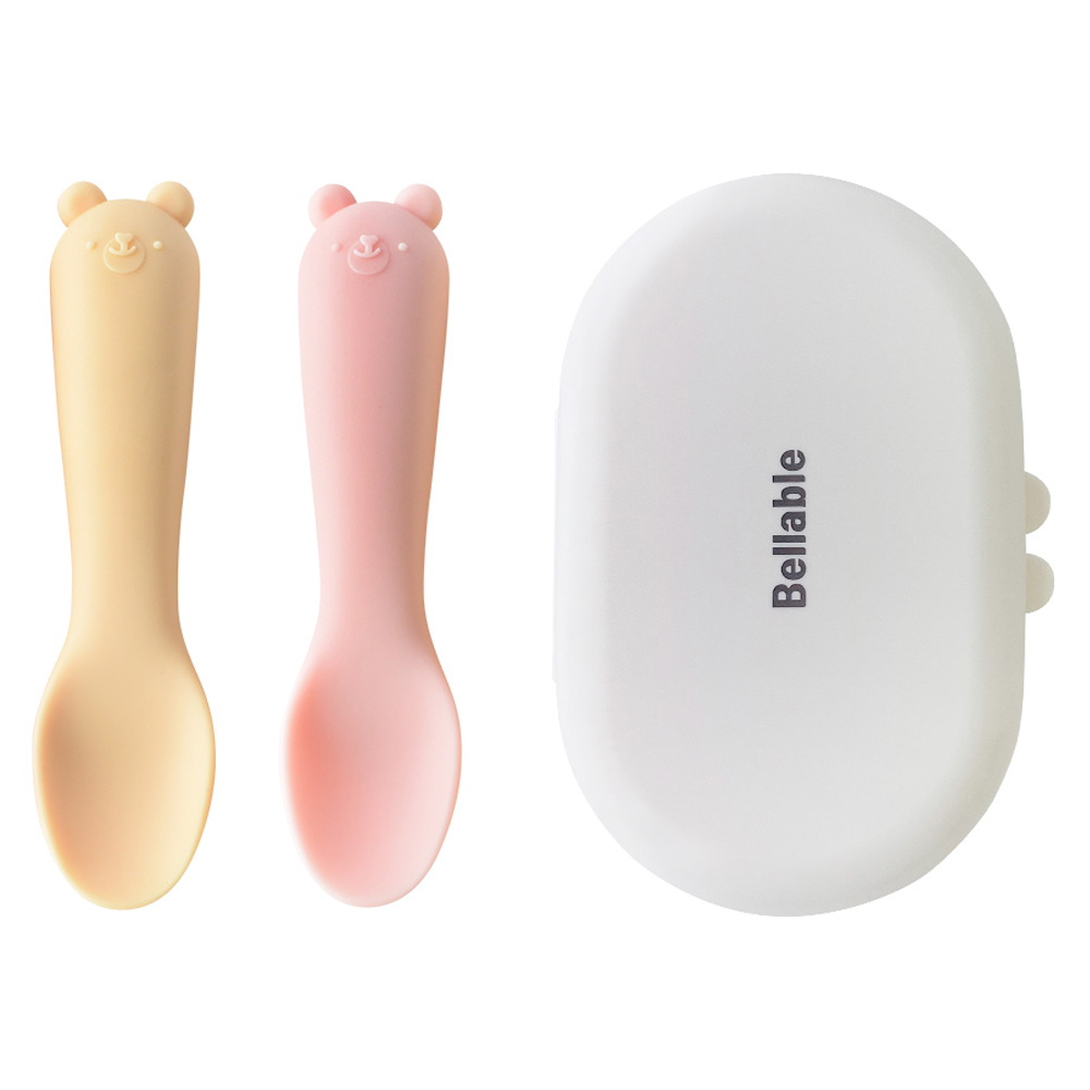 벨라블 유아용 고미 자기주도 스푼 2종 + 케이스 세트, 머스타드 + 핑크, 1세트 8,900원