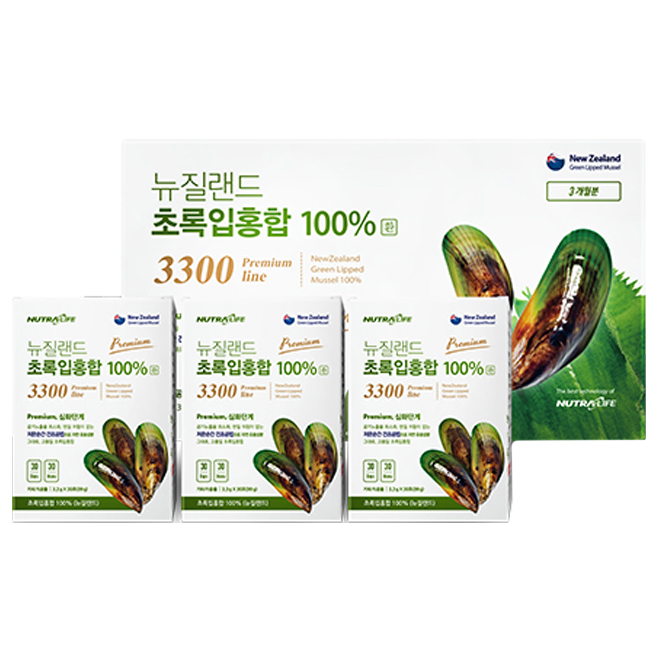 뉴트라라이프 뉴질랜드 초록입홍합 3300 프리미엄 100% 환, 99g, 3개 89,400원