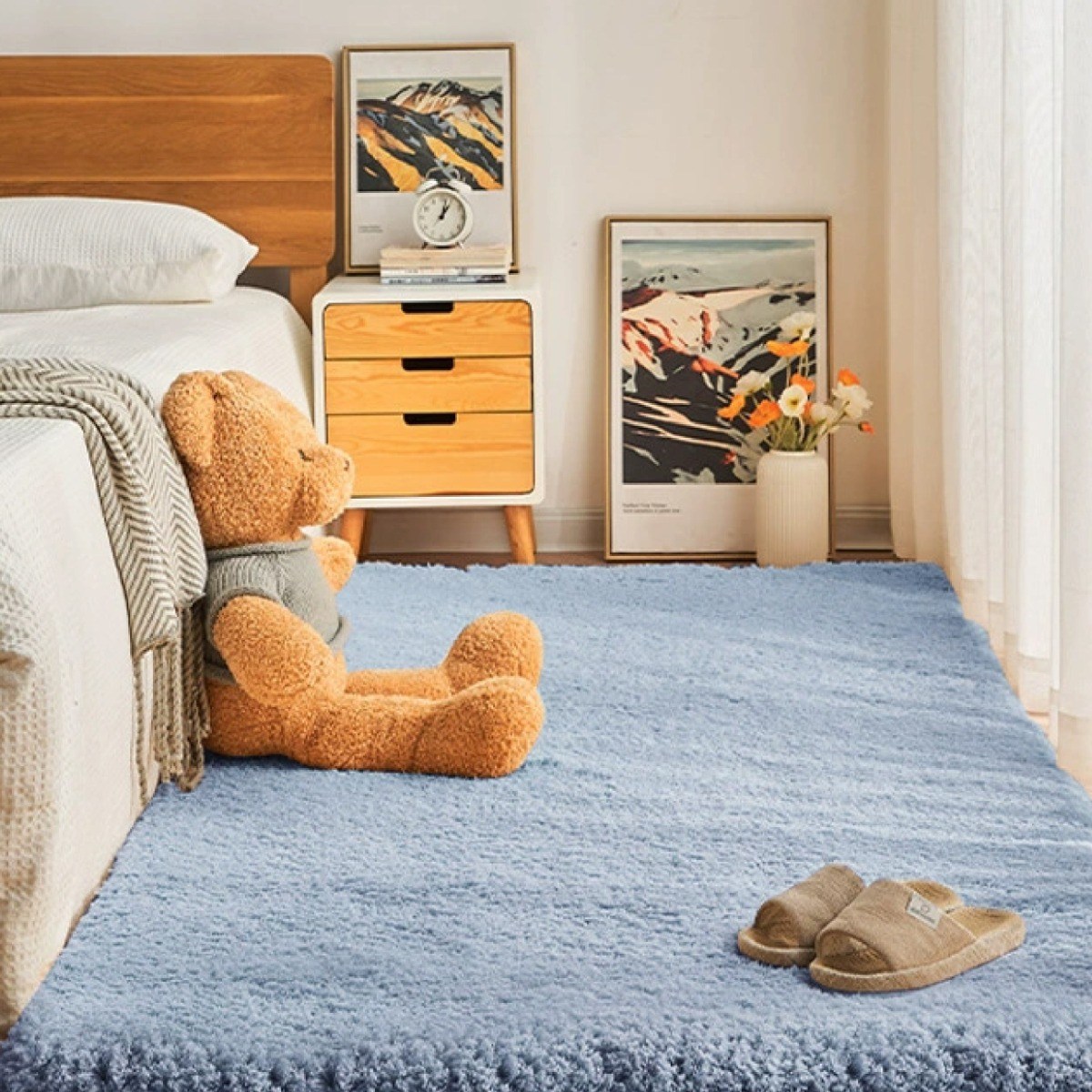 LUNOO 거실 러그 장모 겨울 미끄럼 방지 포근한 터치미 사계절 털러그 층간소음방지 극세사 식당 카펫 먼지없는 고급 침실 카페트 45,800원