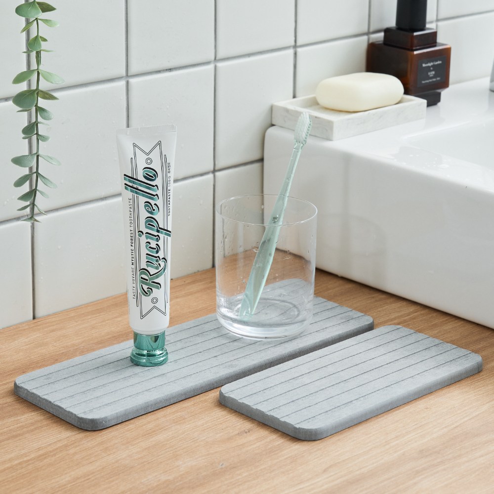 아르앤유 규조토 욕실 홈파인 트레이 2종 세트, 그레이, 1세트 9,500원
