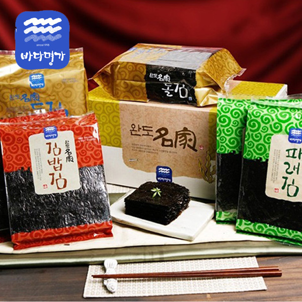 [완도명가] 김세트2호(돌김100장x2속, 김밥김100장x2속, 파래김100장x2속) 92,800원