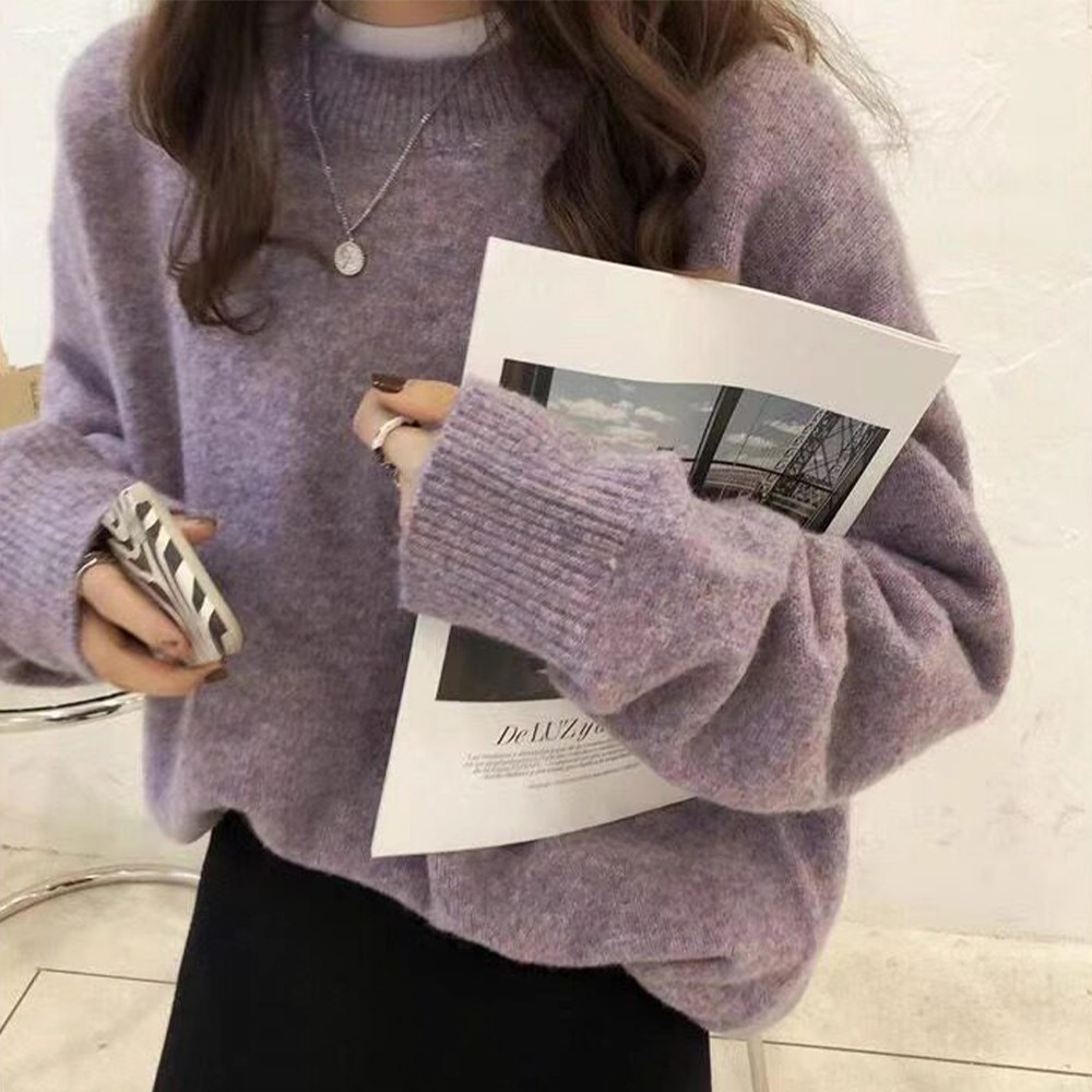 [웨일쓰] 여성 루즈핏 니트 스웨터 오버핏 라운드넥 긴팔 데일리 겨울 기본 울니트 데일리룩 23,810원