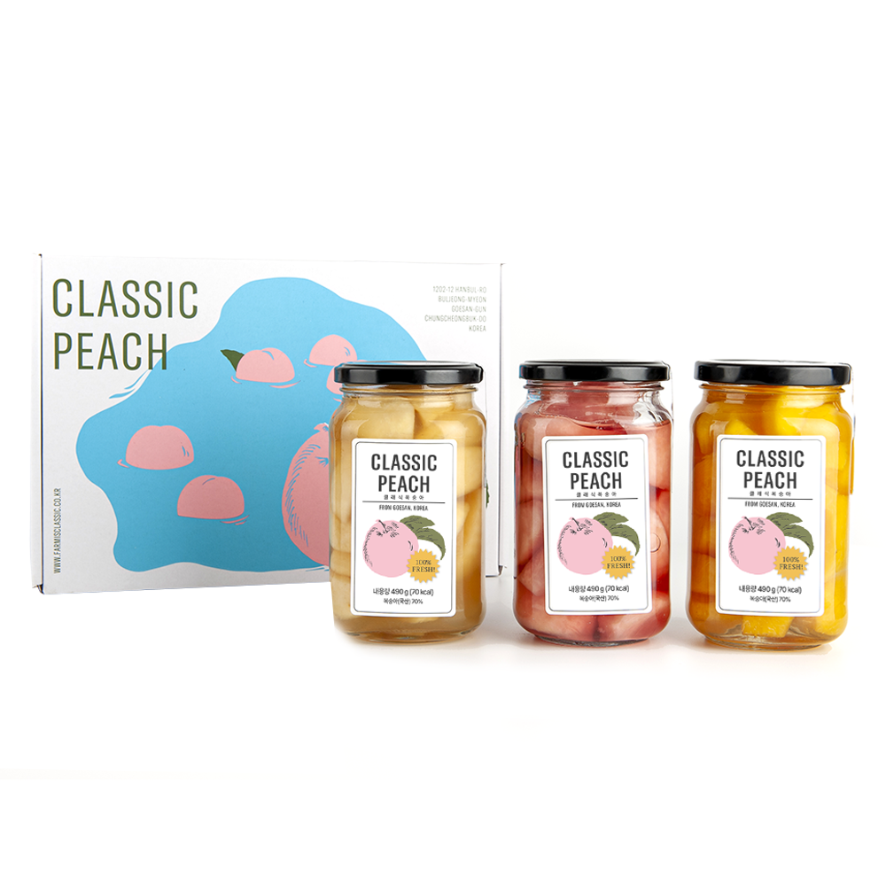 클래식농원 복숭아 병조림 황도 490g + 핑크 490g + 백도 490g 선물세트, 1.47kg, 1세트 38,900원