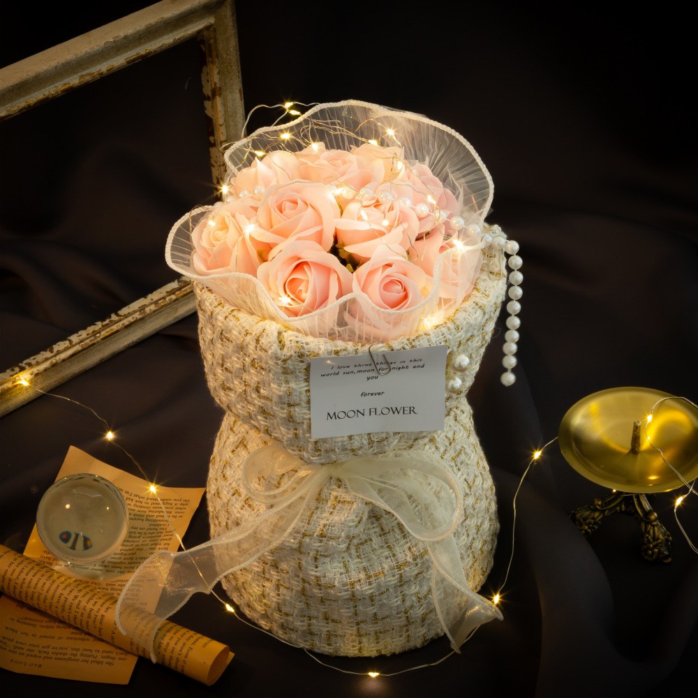 아르띠콜로 진주 LED 꽃다발, 아이샤 핑크 11송이, 1세트 18,900원