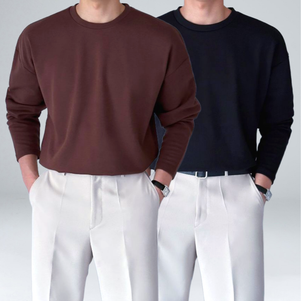 이브 남성 빅사이즈 크레용 에센셜 특양면 오버핏 긴팔 라운드 티셔츠 L-5XL [19color] (6111-1) 29,800원