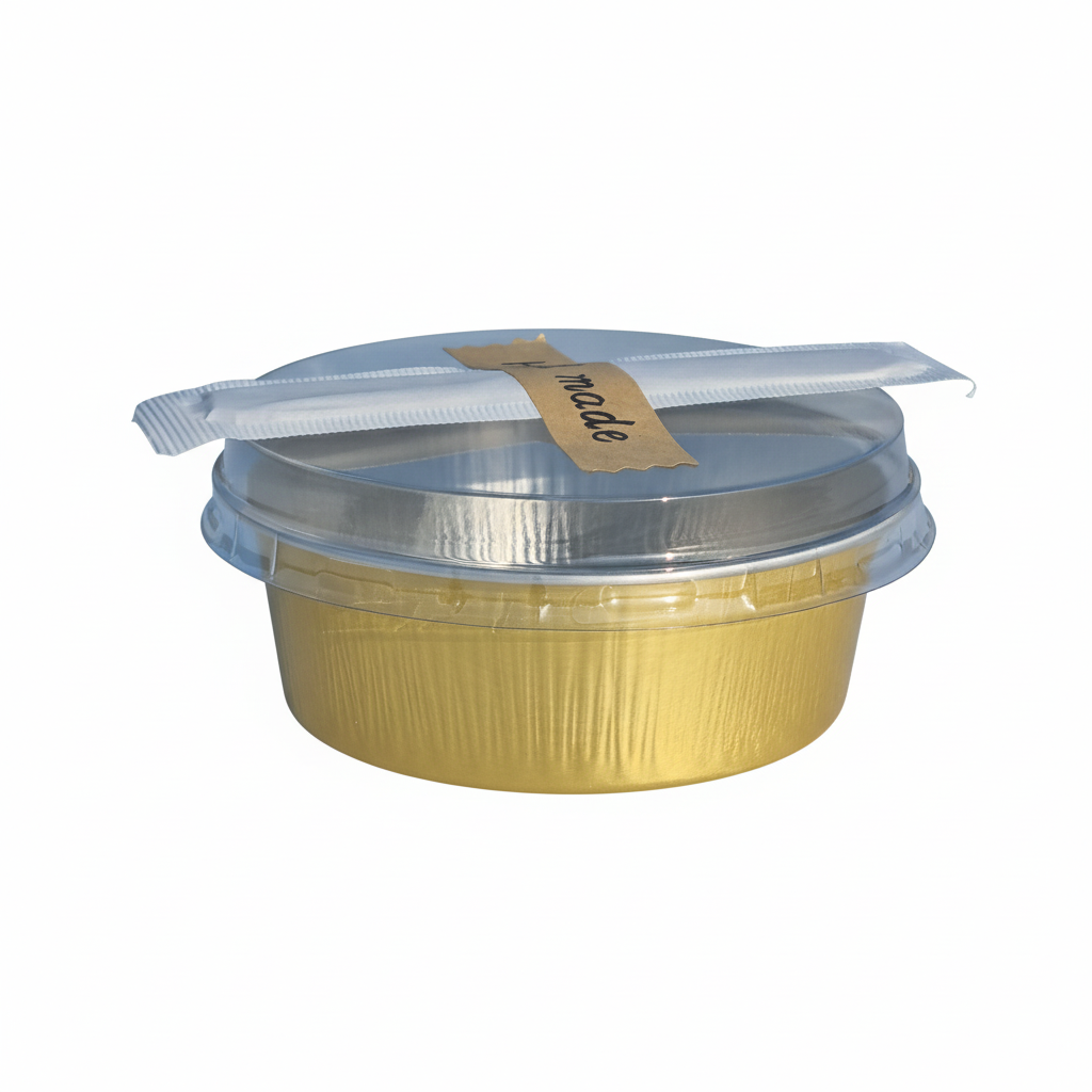 원형 알루미늄 크림브륄레 오븐용기 150ml 골드 뚜껑포함 + 나무스푼 + 스티커 포함 22,800원