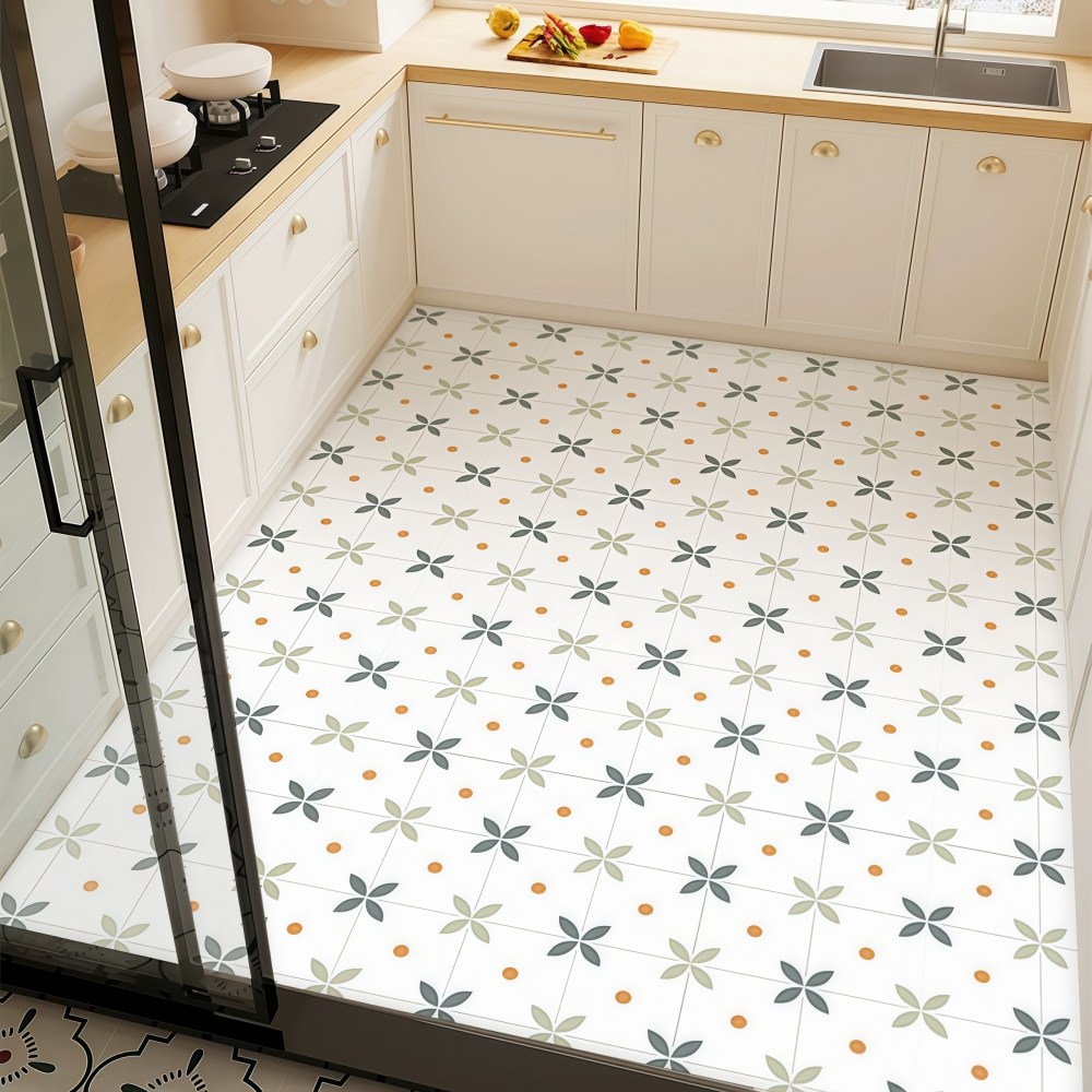 옌타 특대형 pvc 주방매트 방수 미끄럼방지 가능 잘라쓰는, 1개, 네 잎 타일-그린 29,800원