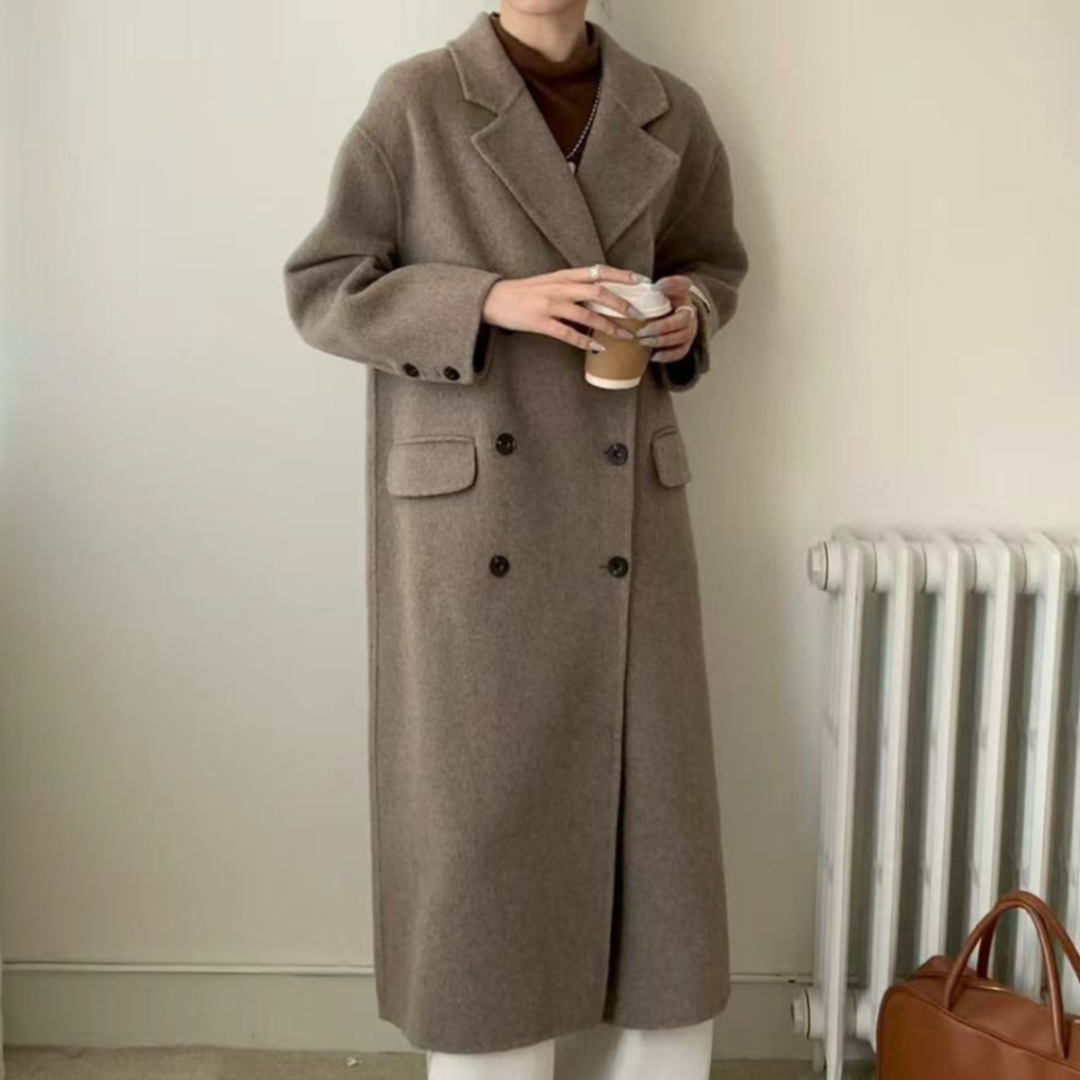 [C&D] 여성 핸드메이드 클래식 더블 울 롱 코트 129,000원