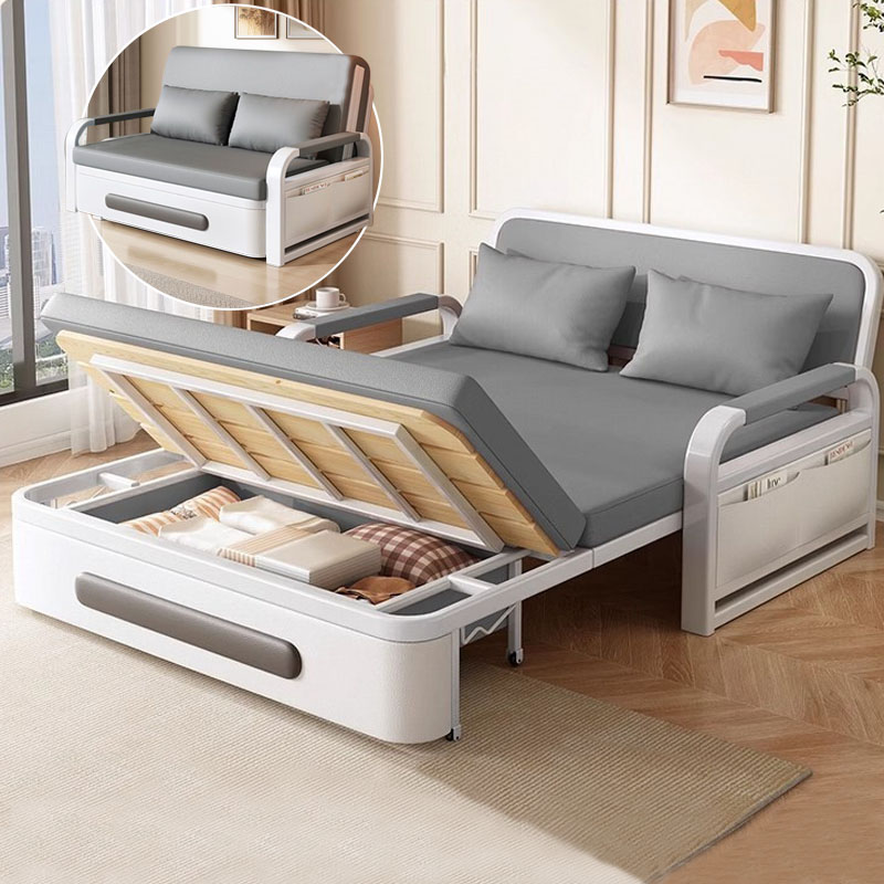 접이식 소파베드 리클라이너 소파겸용침대 다용도 생활가구 쿠션포함, 회색+흰색프레임+스펀지1.08m 219,000원