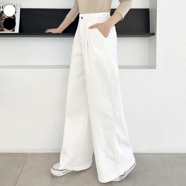 가비진 여성용 숏/롱 기장선택 허리 스판 핀턱 와이드 코튼 팬츠 바지 23,900원