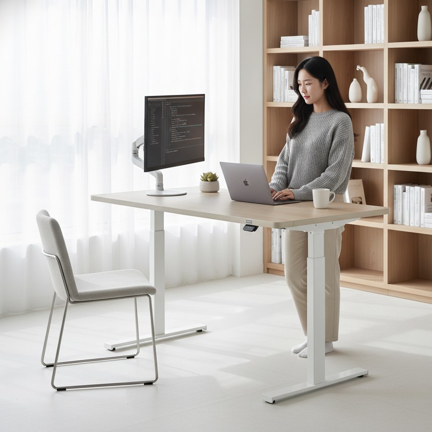 에렉투스 우드베니어 리낙 듀얼 높이조절 모션데스크 자작 1400x700 스탠다드 831,000원