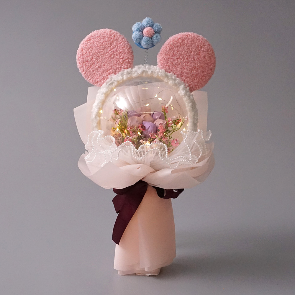 morningscent 츄파춥스 사탕꽃다발 발표 연주 축하 졸업식 머리띠 캔디볼 조명꽃다발, 핑크 19,800원