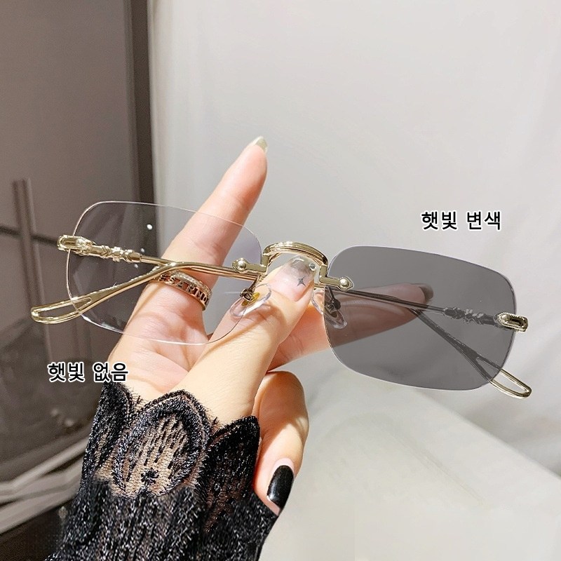DZX 남녀공용 변색 블루라이트 자외선 차단 안경 가벼운 패션 무테 선글라스,안경천+안경집 15,920원