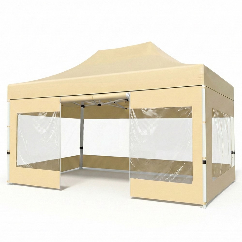 코어가든 고강도 캐노피 천막 행사용 접이식 자바라 천막, 베이지 투명4면형 285,000원