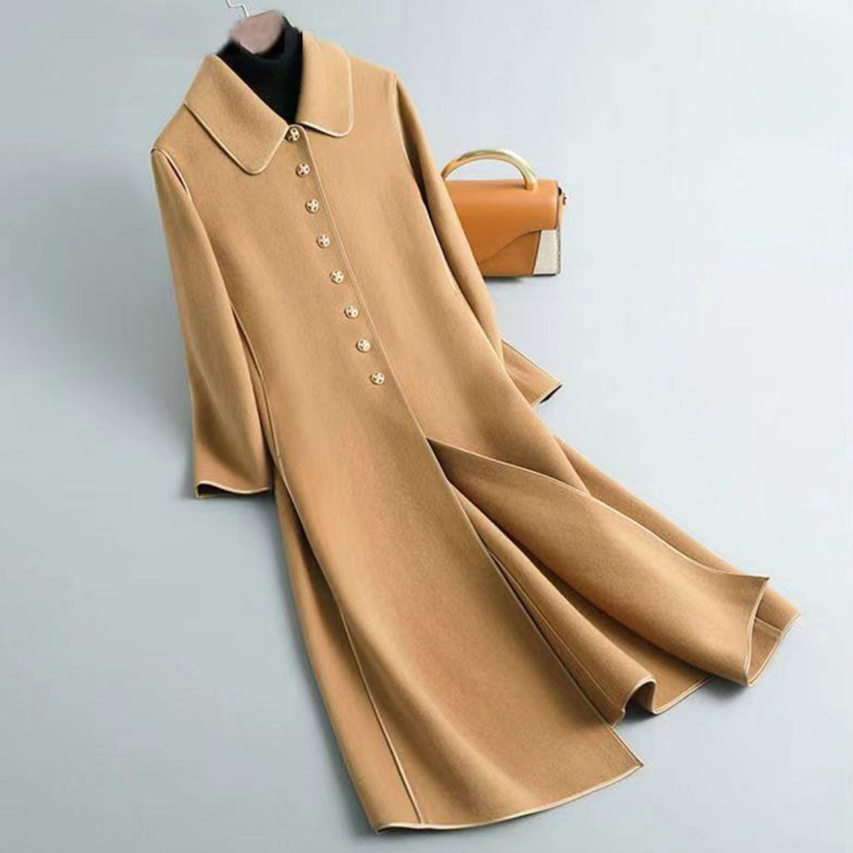 TIMEPURE 가을겨울 신상 울혼방 모직 코트 여성용 빅사이즈 트렌치코트 슬림핏 슬리밍 트렌디 엘레강스 보온성 오피스룩 롱기장 롱 자켓 루즈핏 아우터 오버니 코트 32,900원