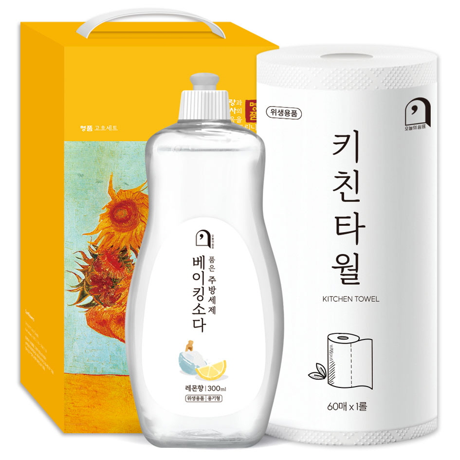 오늘의쉼표 세제 선물세트 답례품 베이킹소다 레몬 33호 (주방세제 용기 + 키친타월), 1개 3,090원