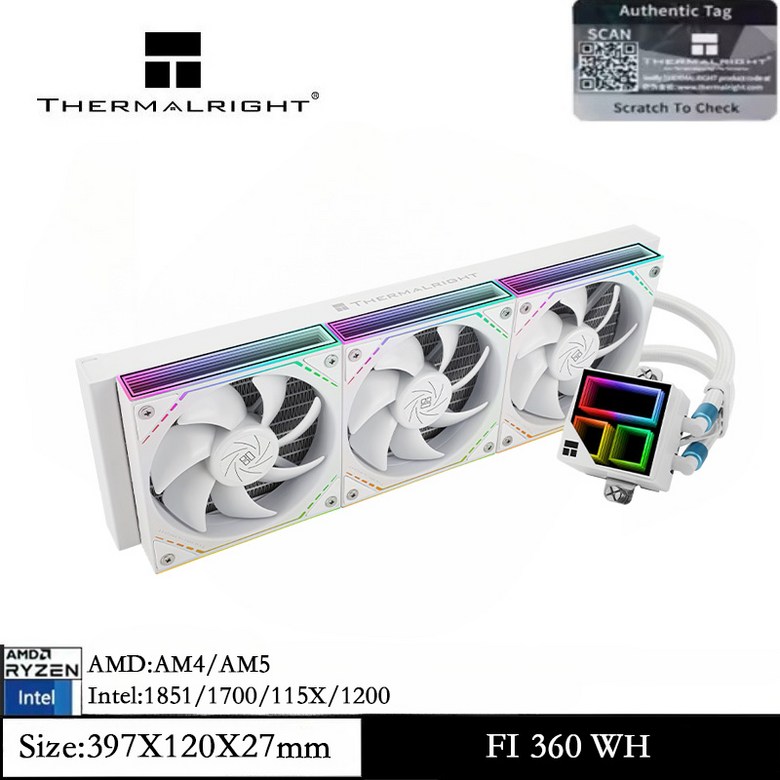 Thermalright Frozen Infinity 360 검정색 CPU 워터 쿨러 트리플 PWM 팬 AM4/AM5 Intel 1851/115X용 Infini 103,900원