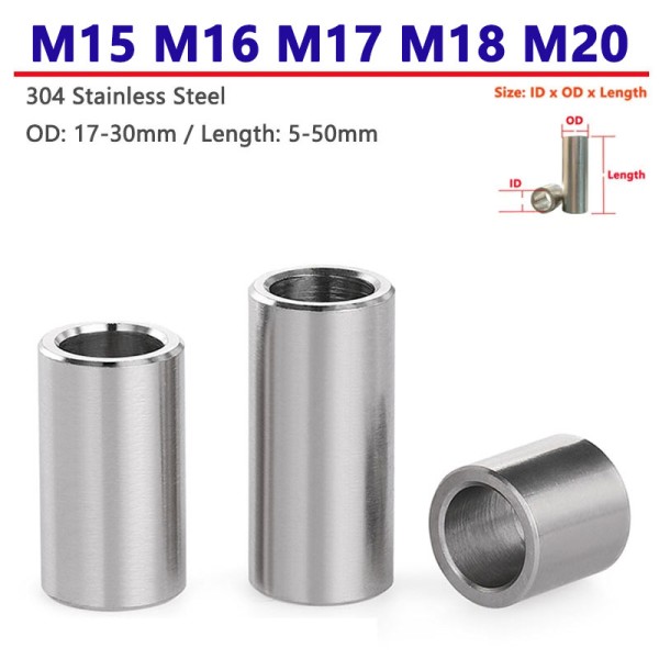 프린 M15 M16 M17 M18 M20 나사산이 없는 304 스테인레스 스틸 부싱 와셔 가스켓 원형 스탠드오프 스페이서 슬리브 OD 17 30mm 8,300원