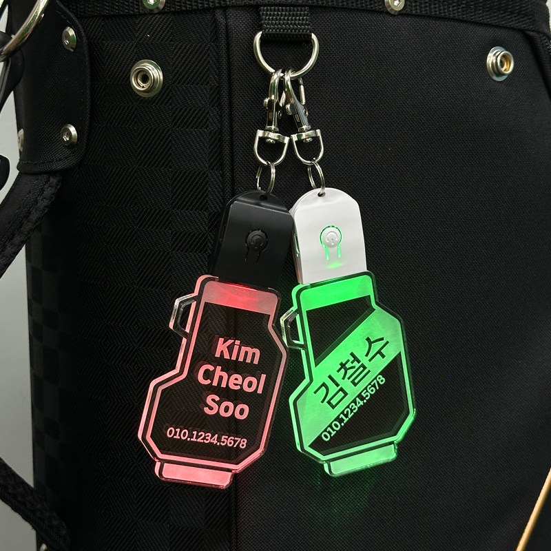 커스텀프로 LED 골프백 캐리어 이름표 네임텍, 1개, 블랙+충전기 디자인3번 16,900원