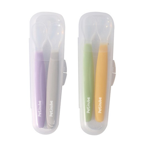 쁘띠누베 국내 제조 실리콘 이유식스푼, GRAY + PURPLE + GREEN + YELLOW, 2세트 11,880원