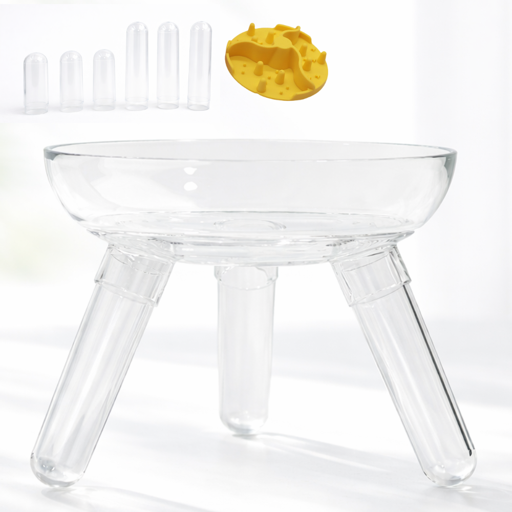 더펫즈 높이조절 각도조절 급체방지 고양이 강아지 유리 밥그릇 식기, 1개, 투명 28,800원