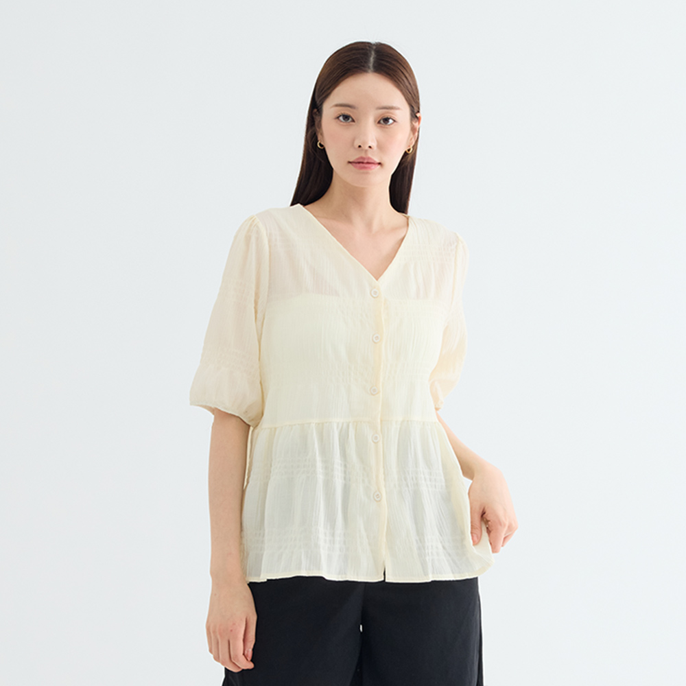 엘쏘 링클 빅사이즈 A라인 반팔 셔츠 블라우스 19,900원