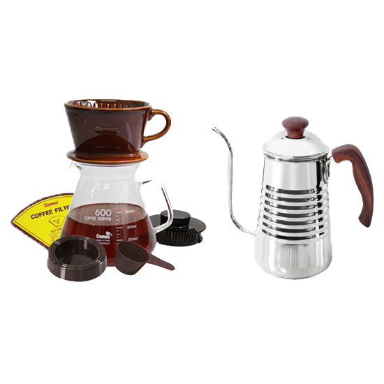 코맥 드립주전자 바리스타 우드 700ml KW1 + 자기커피드립 600ml DN4세트 41,350원