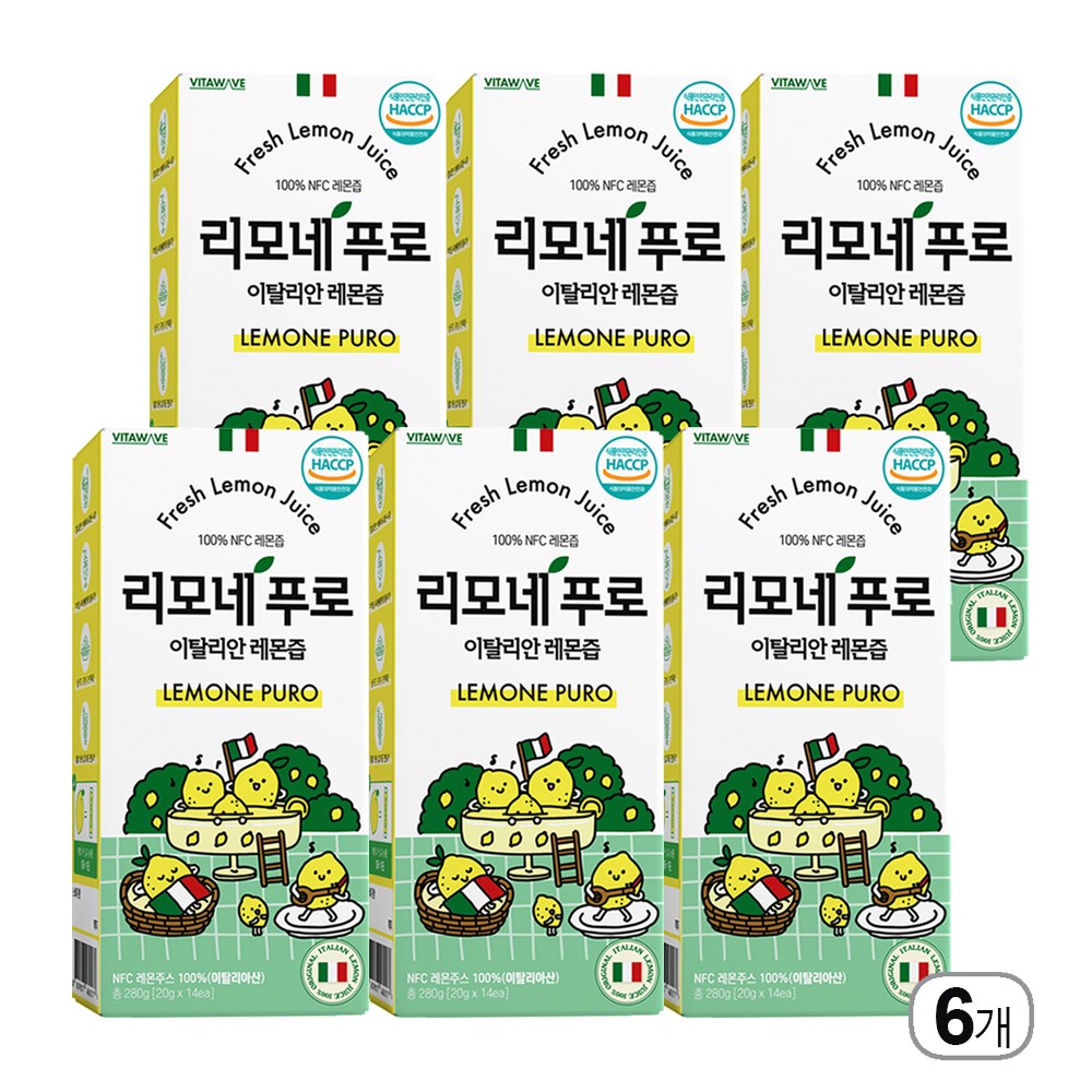 PnC _ 리모네푸로 이탈리아 유기농 레몬즙 원액 100% 스틱 생레몬착즙 리얼착즙 디톡스 NFC 14포, 6박스 65,480원