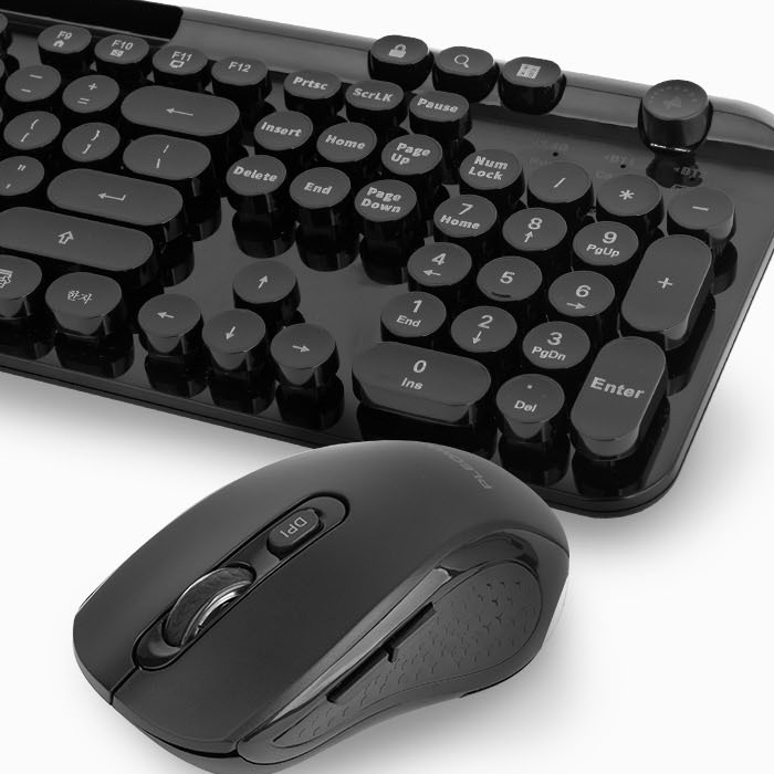 무선 마우스 블루투스 블랙 PLEOMAXPBC-500 타자기 화이트 레트로 세트 모양 키보드, 블랙 64,700원