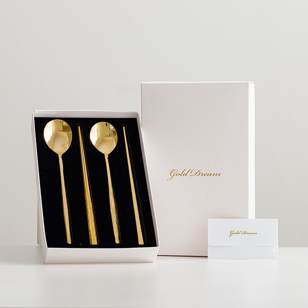 상견례 부모님 집들이 부부 선물용 골드드림 금도금 스테인리스 수저 세트 2벌, 매화 2벌, 1개 105,800원