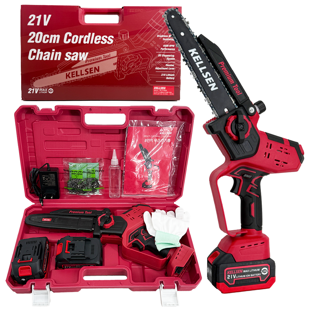 켈슨 무선 전기톱 8인치 충전식 소형 전동 체인톱 배터리, 2개 173,800원