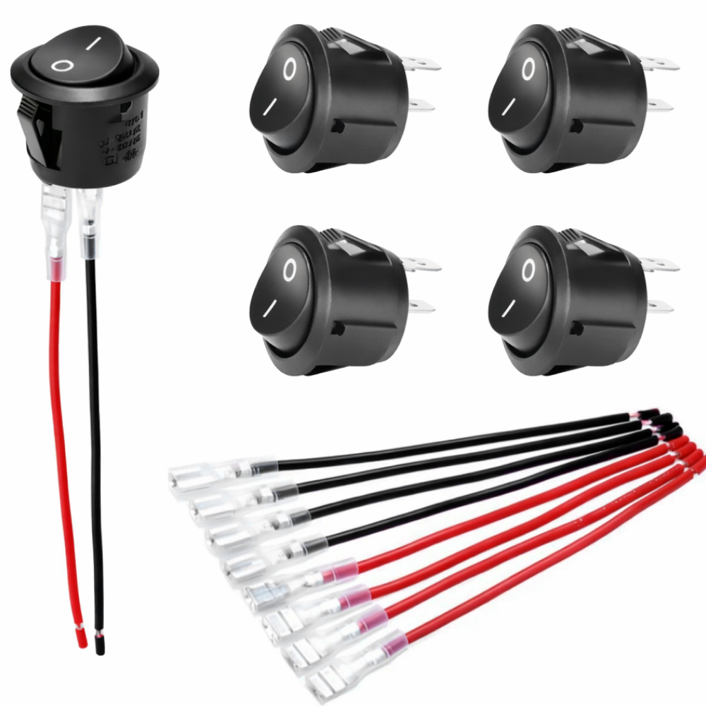 20mm 원형 ON/OFF 전원 스위치 배선포함 DIY 푸시버튼 AC 220V DC 12V 겸용, 5개 9,100원