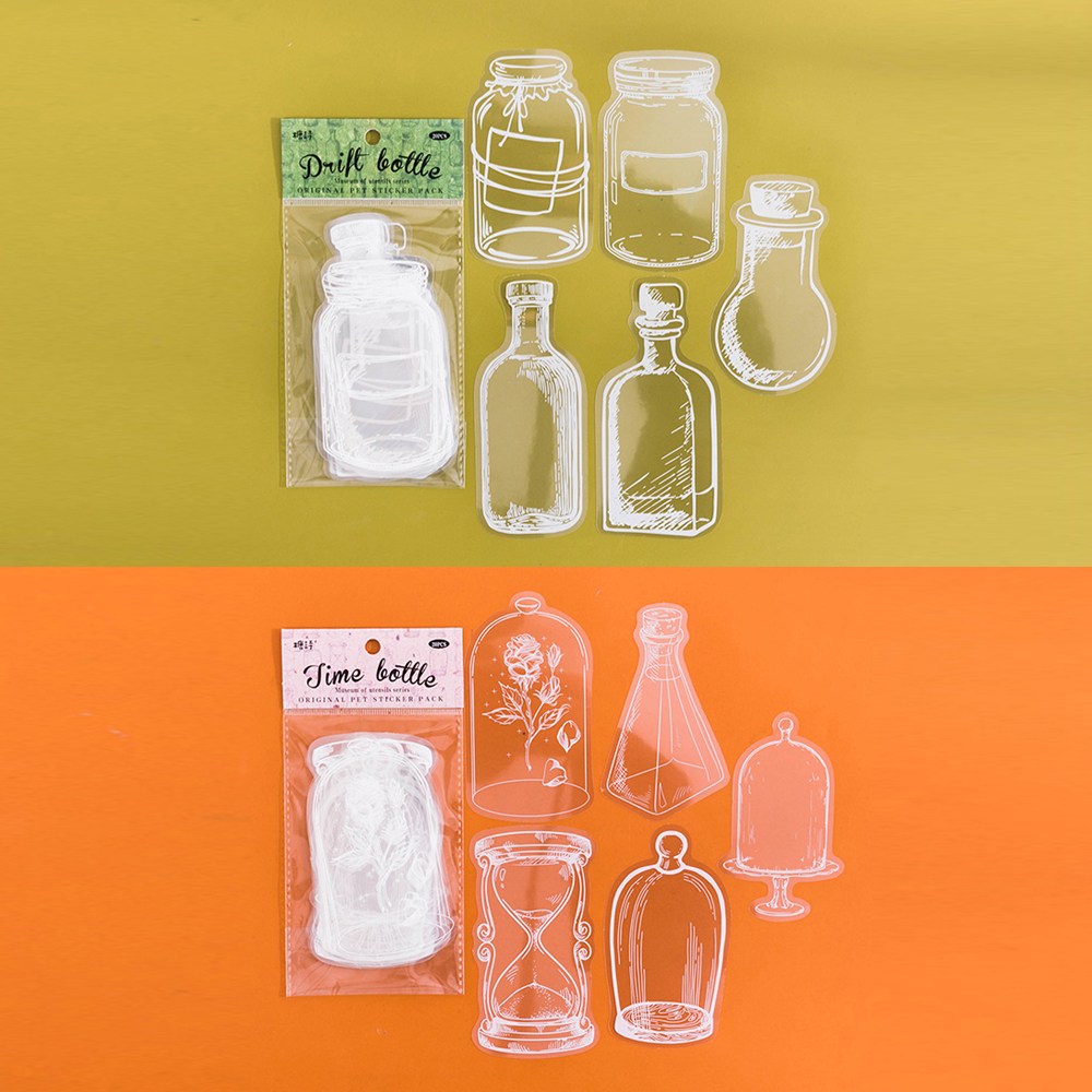 올리브파티 압화 드라이 플라워 빈티지 꽃병 화병 보틀 투명 다꾸 스티커 세트 6,900원