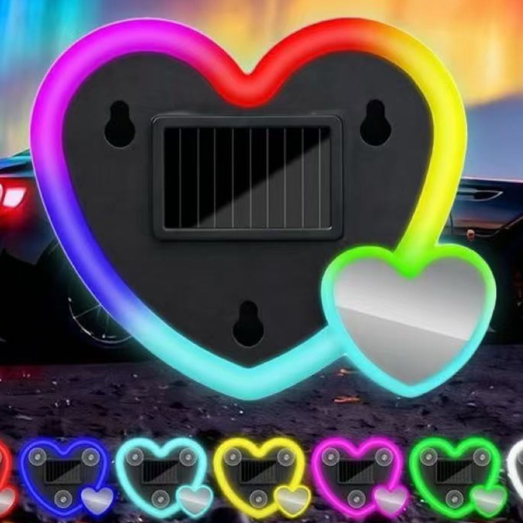 LCLC_Korea 자동차 인테리어 네온 태양광충전 LED 투 하트 라이트 멀티 컬러 1개입, 멀티컬러, 실내등 24,000원
