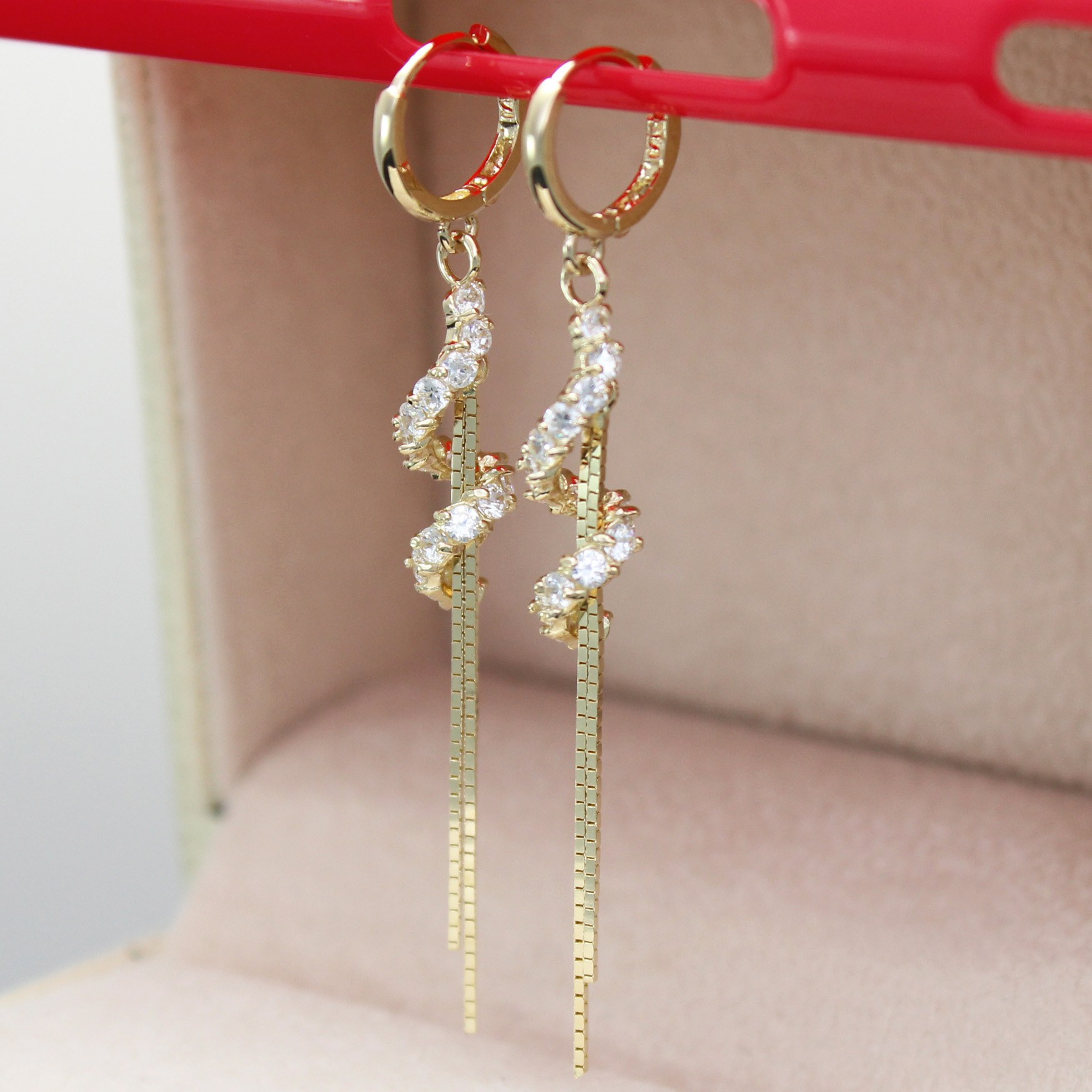 14k 18k 로즈골드 롱귀걸이 원터치 (E295)체리스 576,010원